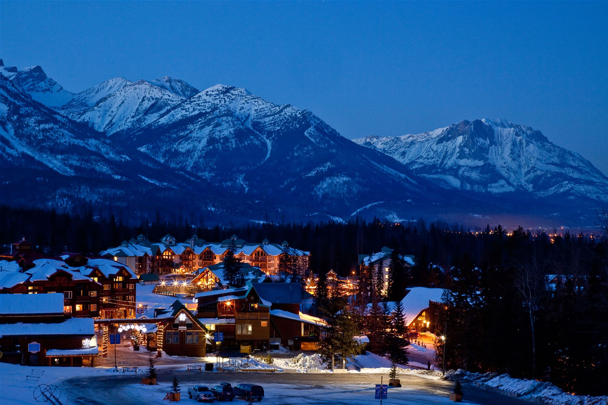 Fernie Alpine Resort Village in Evening