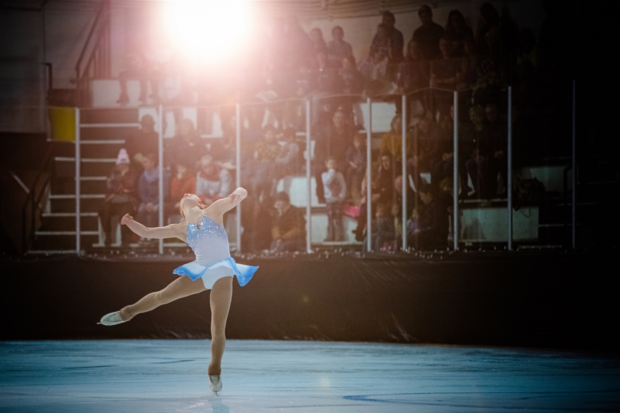 Senior skaters perform skillful solos