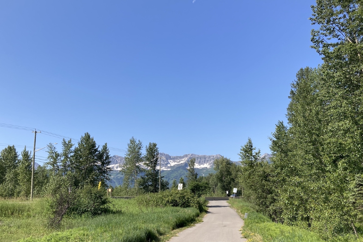 The Fernie Valley Pathway looking west from the Visitor Centre. 10am, Wednesday, June 18th.