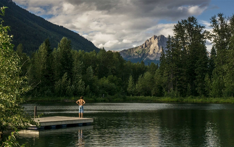 Swimming at Maiden Lake in town