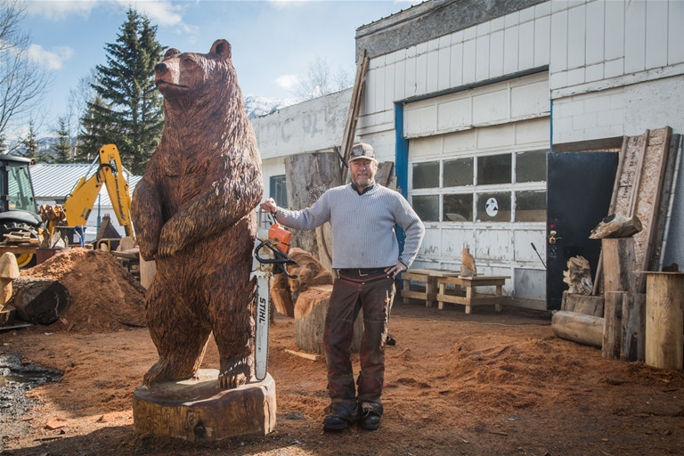 Grizzly Bear Carving