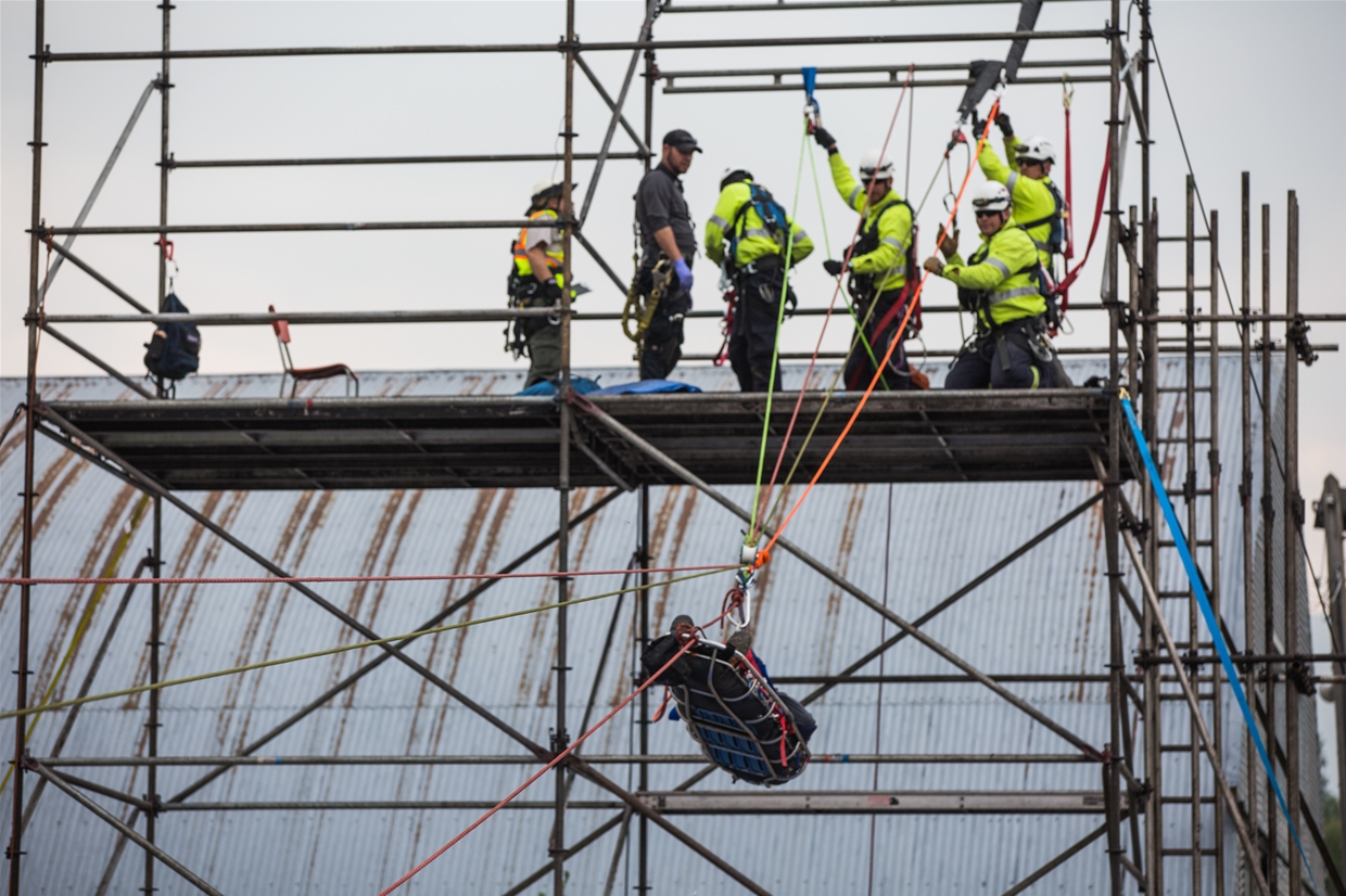 Mine rescue simulations test skills from rope work, to fire fighting