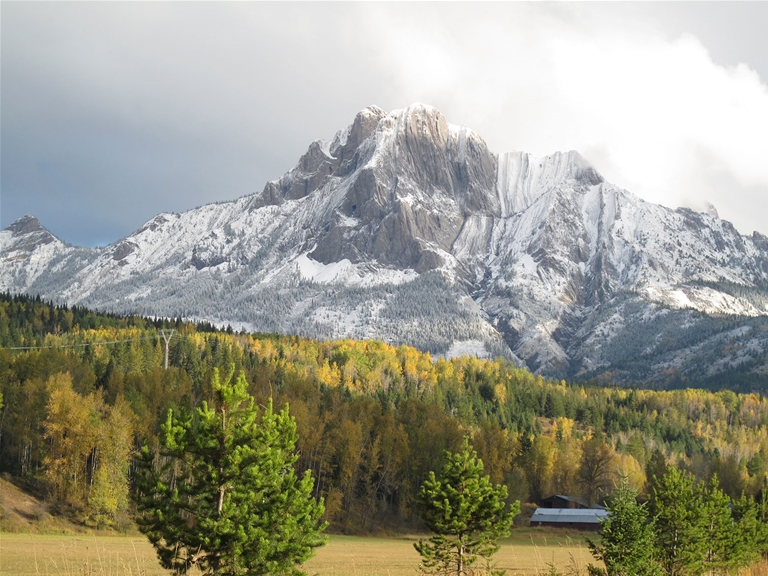 Mt Hosmer with a dusting of snow in fall season in Fernie BC