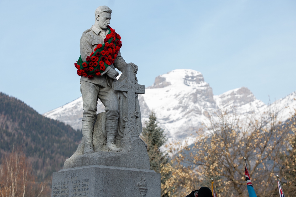 Find the cenotaph outside Fernie Court House