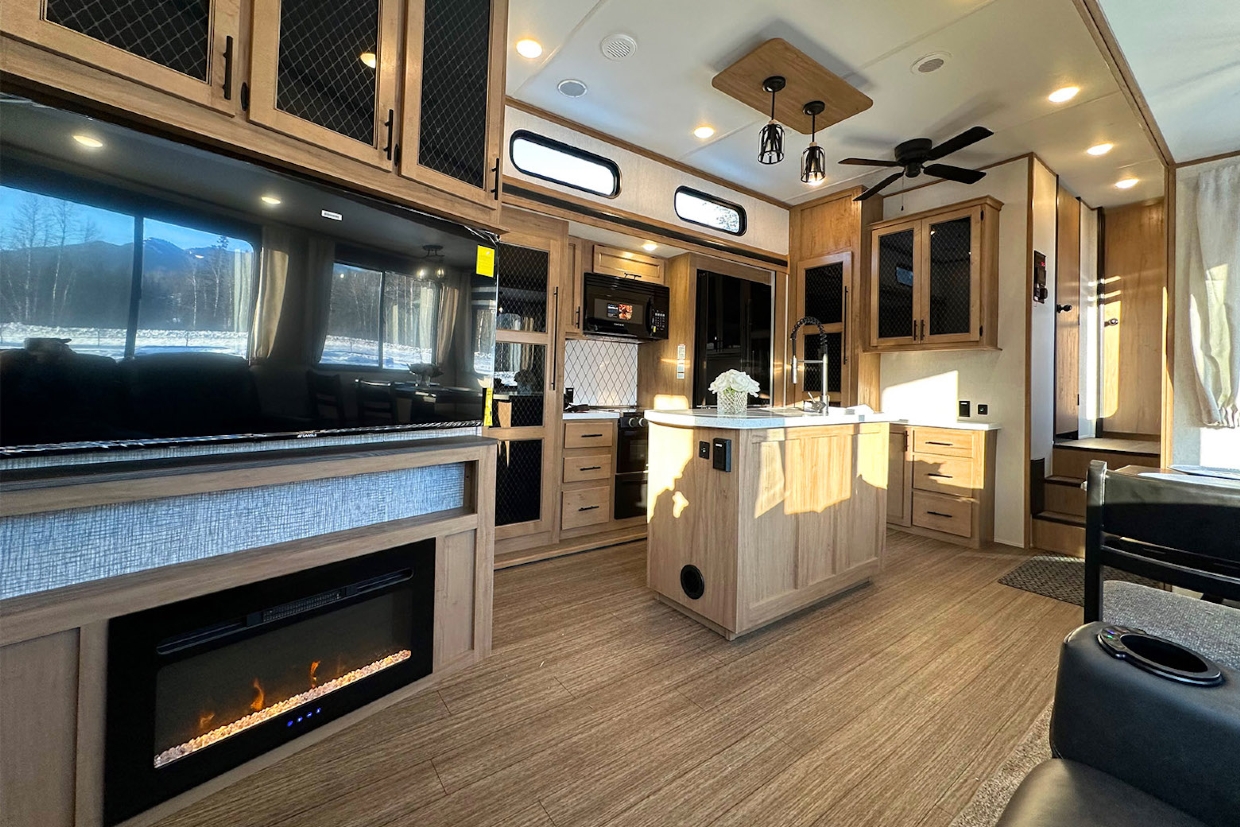 Well-appointed new RVs for rent at Fernie RV Resort