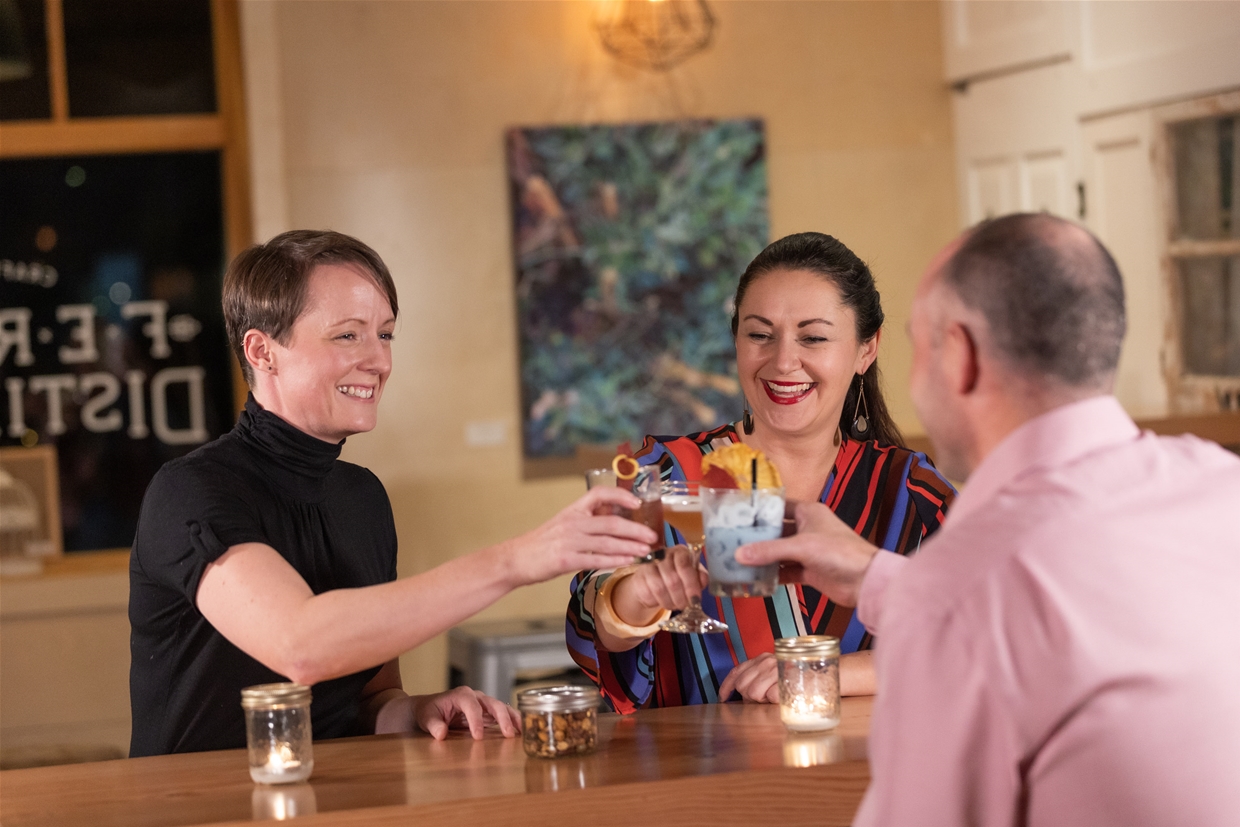 Start the night with cocktails with friends at Fernie Distillers