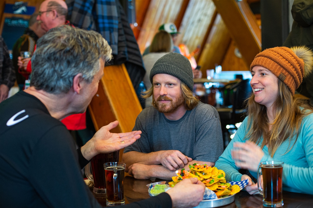 Beer and nachos at the Griz Bar