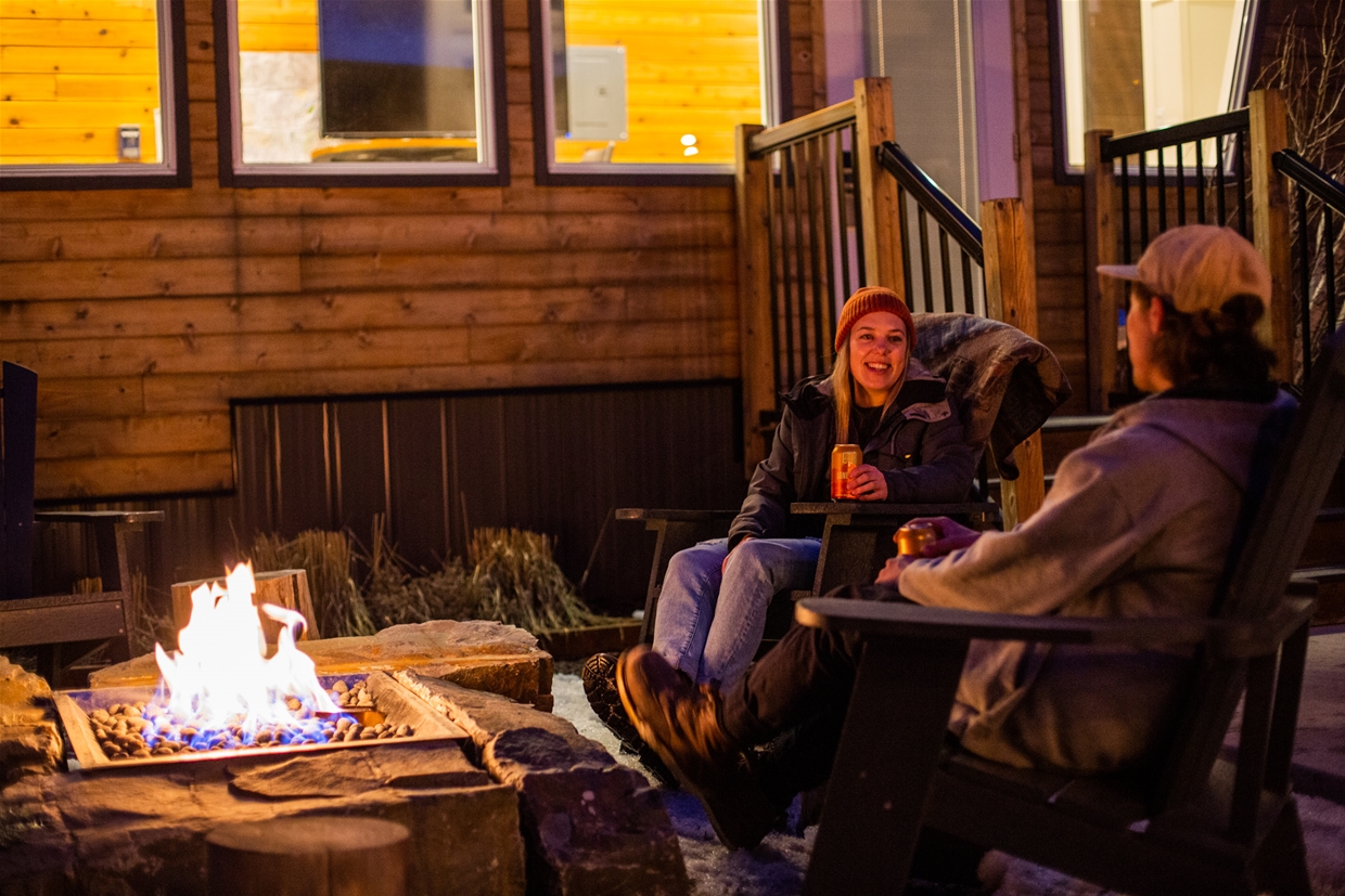 Warm up by the communal fire pit
